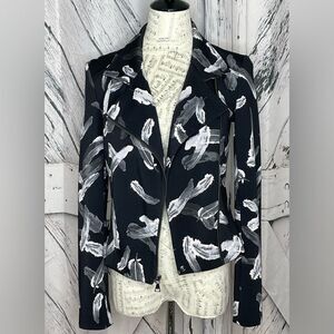 EXPRESS Feather Pattern Motorcycle Zipper Jacket S